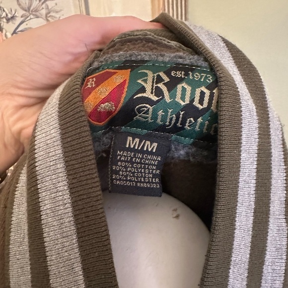 🇨🇦 Vintage Roots Brown Varsity Bomber Jacket with Embroidered Details - Picture 4 of 4